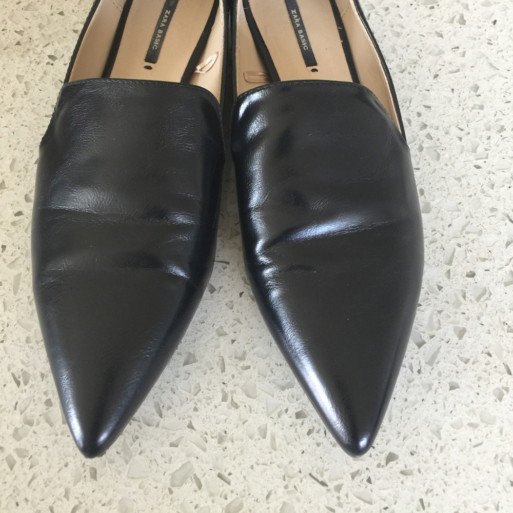 Zara vegan leather smoking loafters